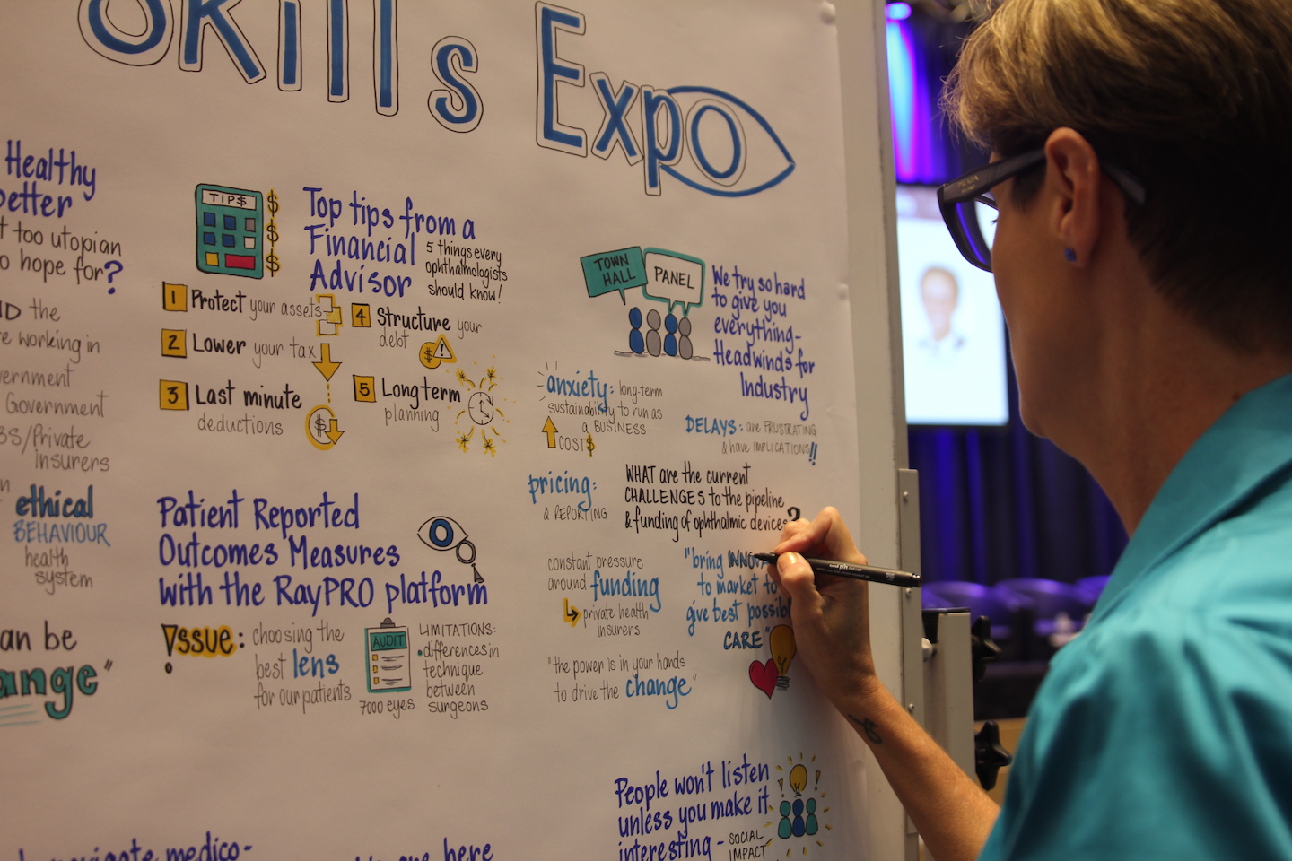 Dr Sue Pillans_graphic recording_ASO Expo_drawing